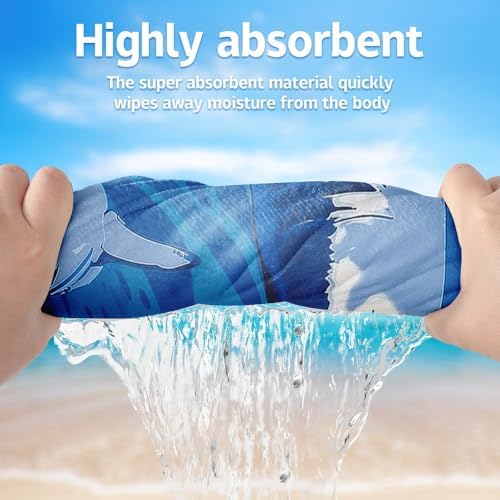 Personalized Beach Towels for Kids with Name Monogram Ultra Soft Absorbent