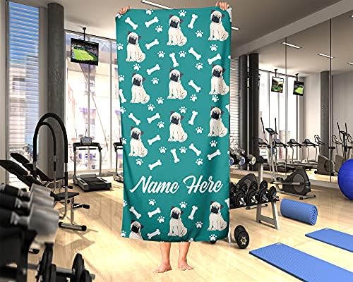 Extra Large Personalized Pet Pug Towel for Kids and Adults 1