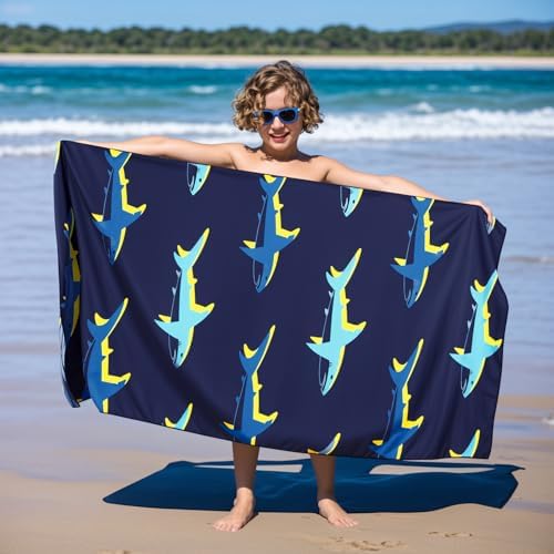 MelonBoat Shark Beach Towel Bright Lightweight Ideal for Travel Swimming