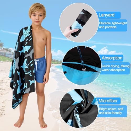 Stylish Shark Beach Towel Microfiber Fast Dry Perfect for Travel More