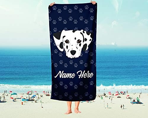 Personalized Dalmatian Face Beach and Bath Towels - Large and Medium