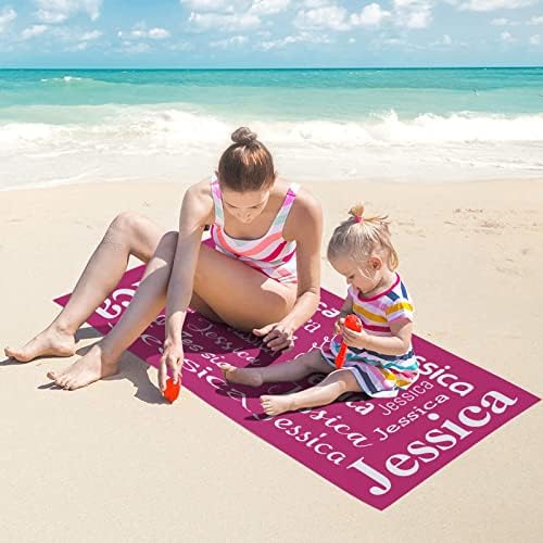 XOZOTY Rose Red Personalized Beach Towel Name Written On Quick Dry Long-lasting