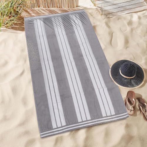 Superior Cotton Cabana Beach Towels - Light Grey