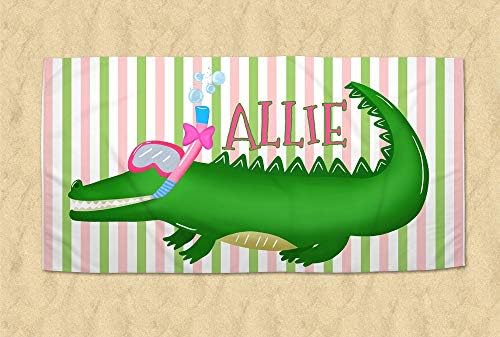 Personalized Alligator with Bow Girls Beach Towel Monogram
