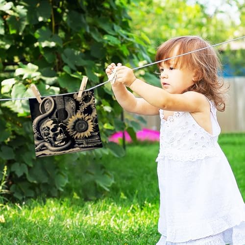 Vintage Skull Sunflower Guitar Washcloths