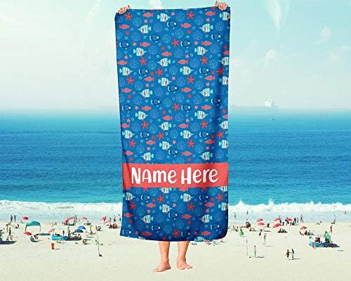 Personalized Corner Extra Large Ocean Fish Towel for Kids