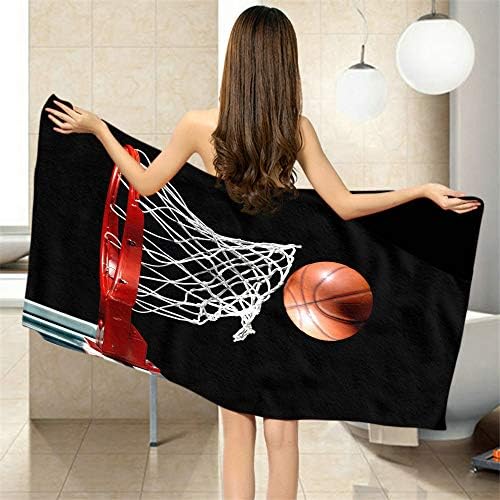 Moslion Comfy Basketball Hoop Bath Towels in Black