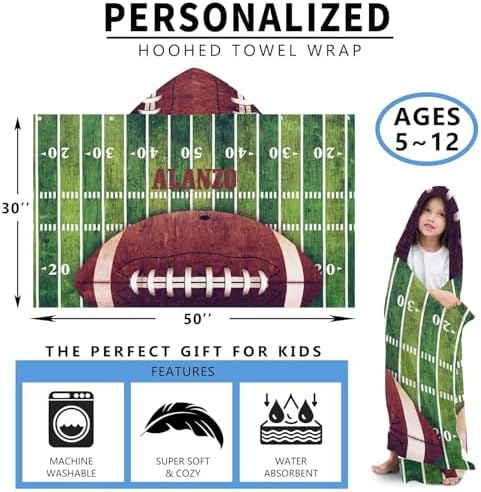 Eiis Unidesign Retro American Football Hooded Towels for Kids 3-10 Yrs