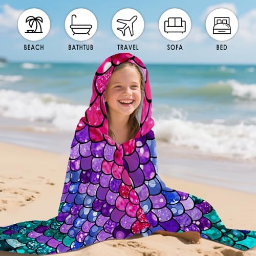 Mermaid Hooded Beach Towel for Kids