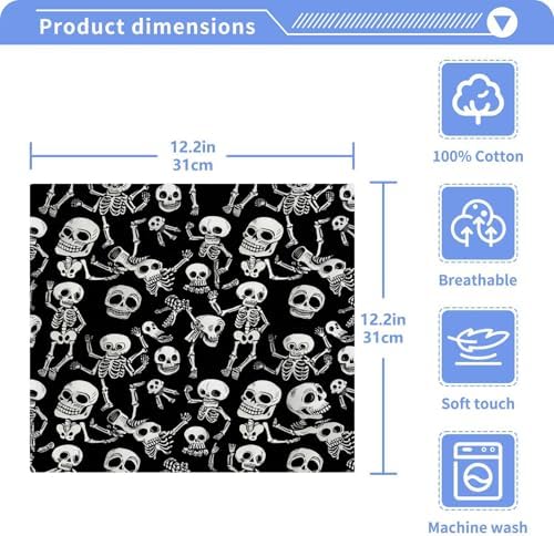 Playful Skeleton Pattern Washcloth Set for Face and Body
