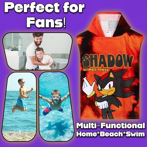 Get Trend Sonic Kids Bath Beach Towels Red Shadow Hoodie Ages 4-9