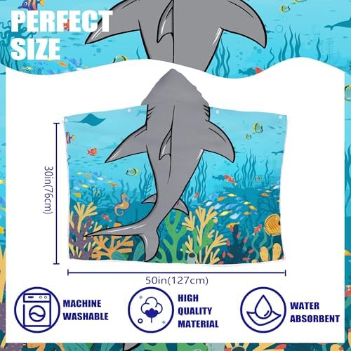 FUTBU Shark Hooded Beach Towel