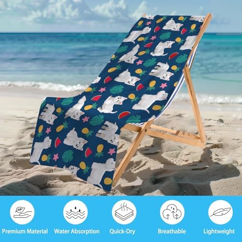 WZOMT Cute Dog Beach Towel White - Perfect for Summer Essential