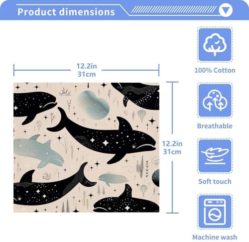 Unique Cute Whale Washcloth Set for Faces and More