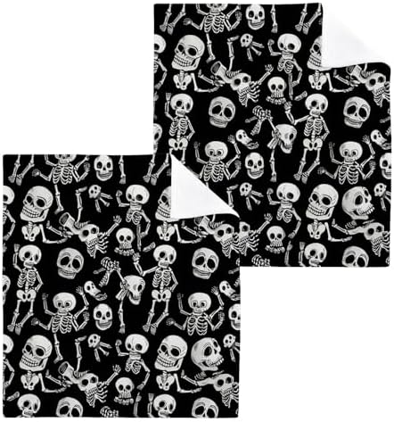 Playful Skeleton Pattern Washcloth Set for Face and Body
