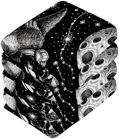 Space Otter Doodle 2-Pack Washcloths 12x12in Cotton --absorbent face bath towel
