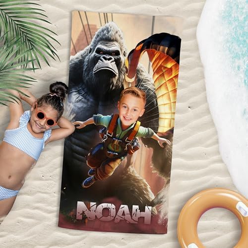 Personalized Beach Towels for Kids Men Boys Unique Gift with Picture