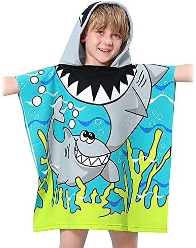 JZLEJC Kids Shark Pattern Hooded Bath Towel