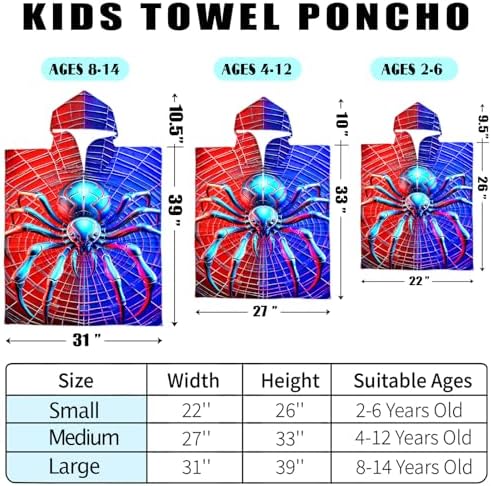 Perfect for Kids Cute Spider Beach Towels 22x26 Washable and Durable