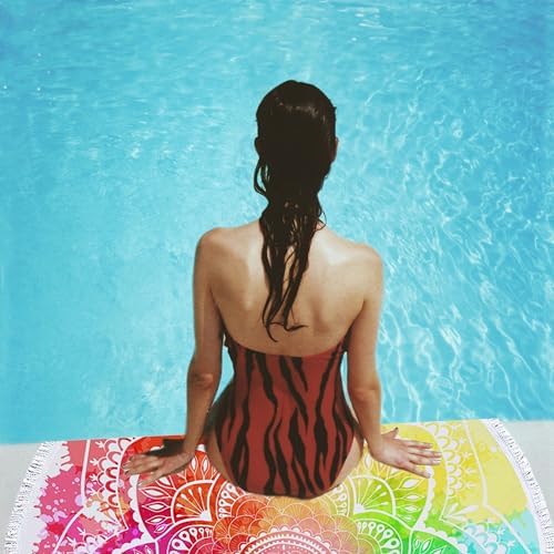 IcosaMro Mandala Microfiber Beach Blanket - Blue