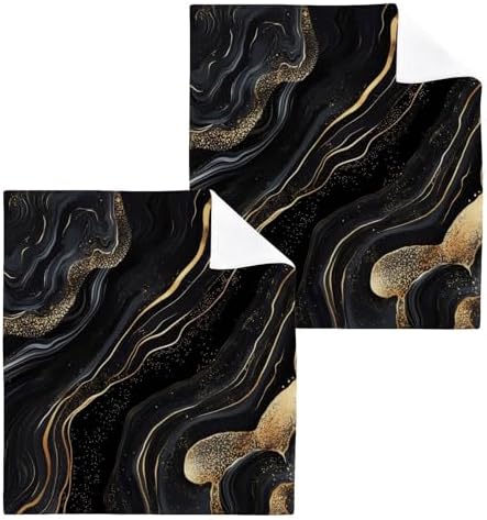 Bath Time Treats - Black Gold Marble Washcloth Set