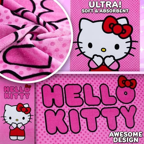 Hello Kitty Kids Beach Towel - Quick Dry 55x28 Pink
