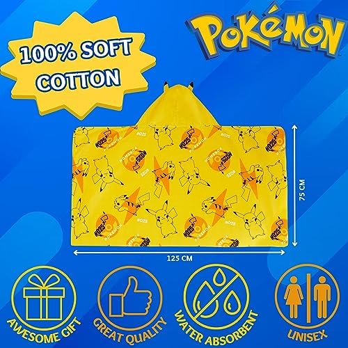 Pokmon Pikachu Dessert Sites 100 Cotton Hooded Towel for Kids