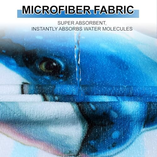 Queenshin Blue Striped Whale Fast-Dry Microfiber Batting Robe