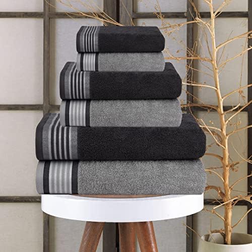 CASA COPENHAGEN He She 6 Piece Towel Set Pine Grey Grey Violet
