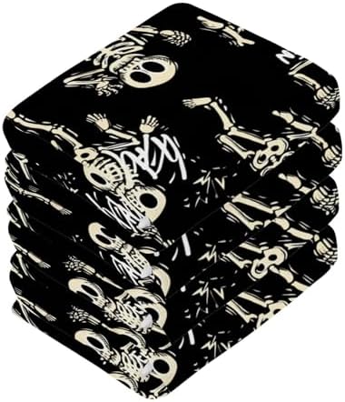 PaChyLuu Halloween Skeleton Washcloths - Fun Durable 12x12 Cleaners for BathGymTravel