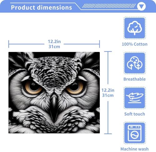 Horned Owl Washcloths for Bathroom Soft Absorbent
