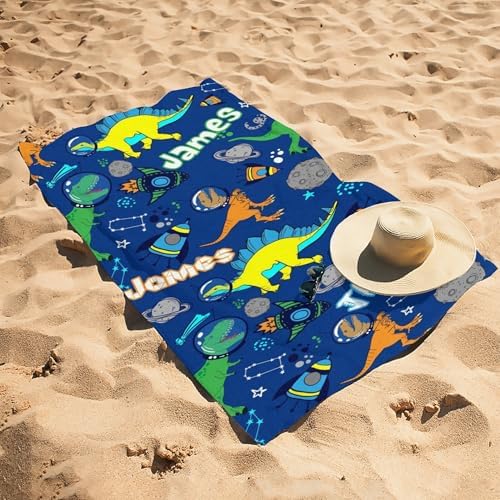 Personalized Dinosaur Beach Towel for Kids Boys
