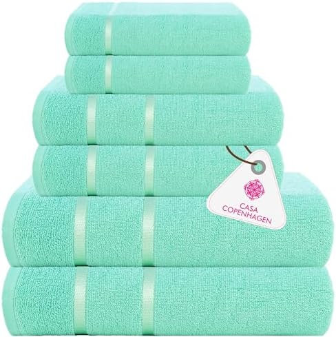 Elegant 6-Piece Bath Towel Set - Aqua Blue by Casa Copenhagen