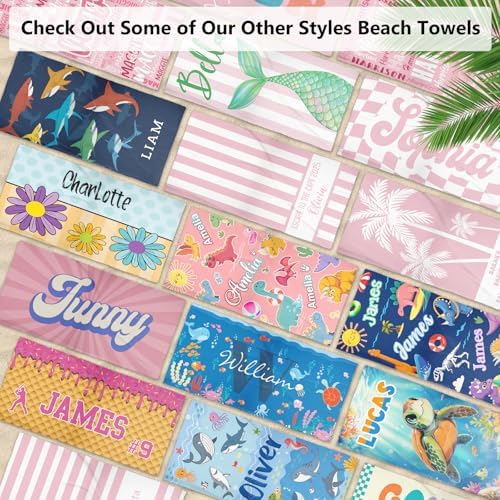 Personalized Kids Beach Towels - Monogrammed Microfiber