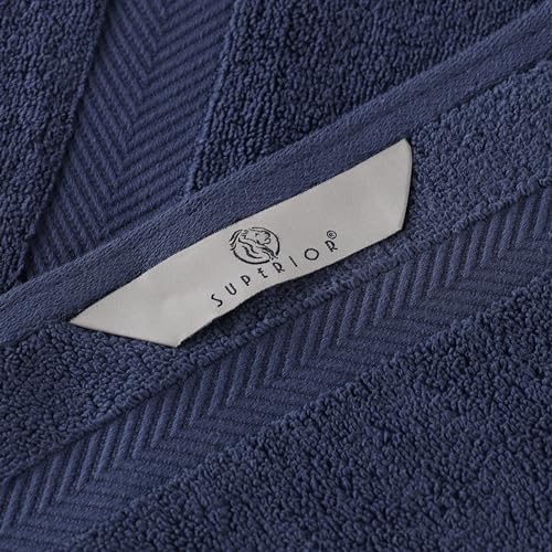 Superior Zero Twist 100 Cotton Bath Towel Set of 2 Midnight Blue
