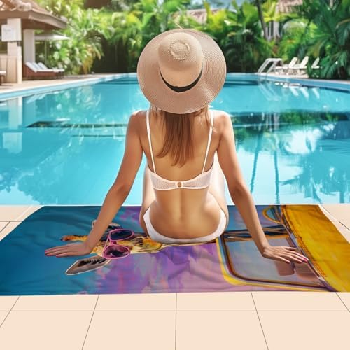Funny Giraffe Beach Towel WZOMT Microfiber Beach Towels for Beach Days