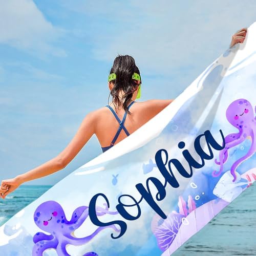 Personalized Beach Towels for Kids Adults with Seahorse
