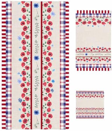 Chees D Zone Red Blue Stripe Plaid Bath Towel Set