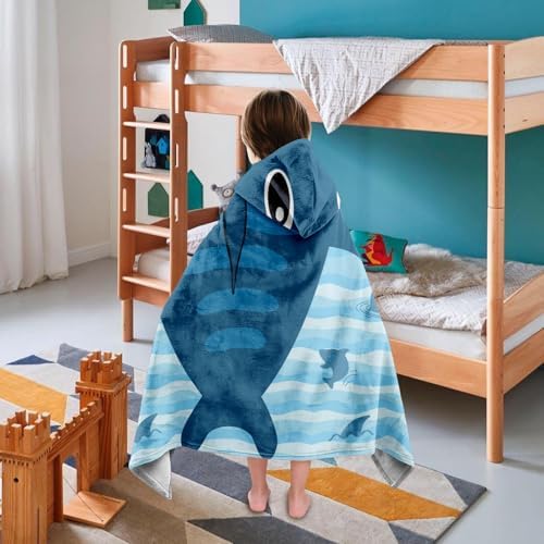 JOPJOLIW Shark-Shaped Bath Towel for Kids Beach Pool Summer Fun