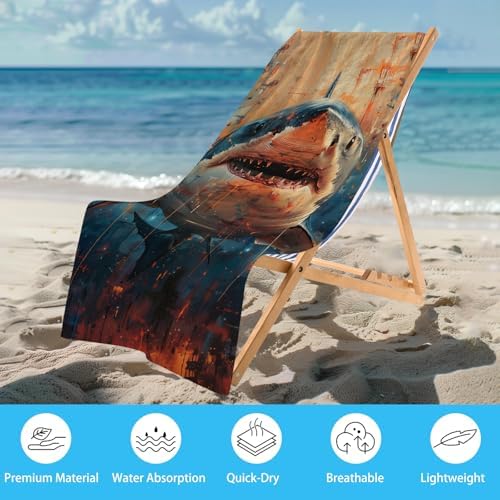 WZOMT Kids Shark Beach Towel Microfiber Lightweight Quick Dry