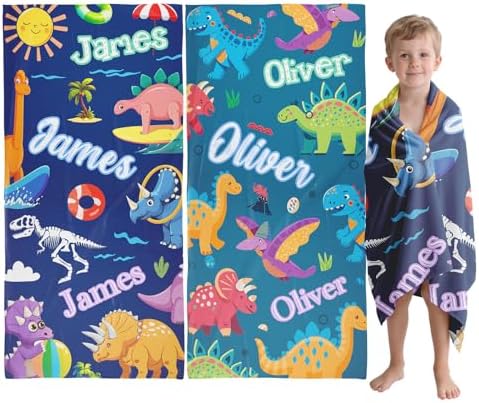 Personalized Kids Beach Towels - Monogrammed Microfiber