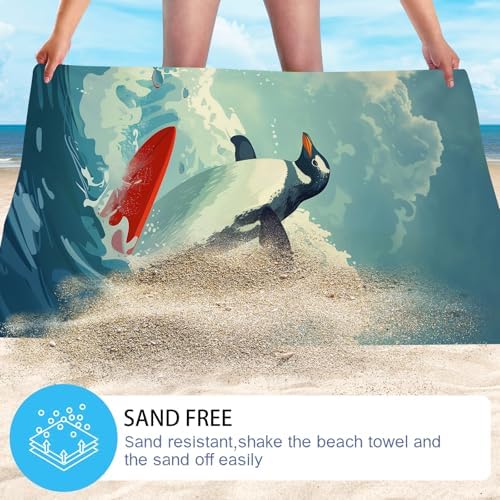 WZOMT Microfiber Penguin Beach Towel Oversized - The Perfect Summer Essential