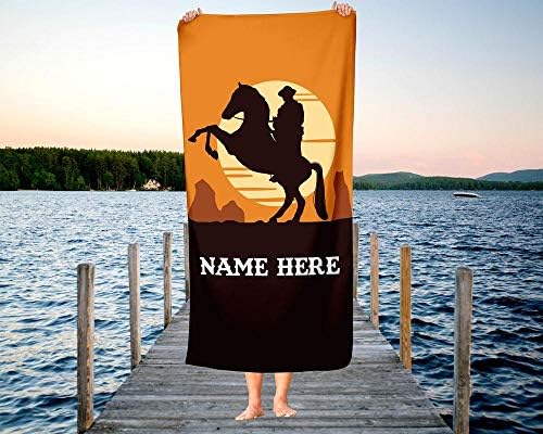 Personalized Corner Extra Large Cowboy Horse Towel
