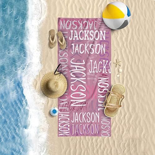 Personalized Beach Towel Custom with Name Light Rose Red