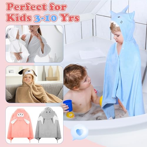 6 Pcs Hooded Bathtowels for Kids Ages 3-10