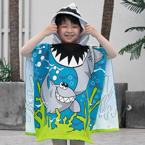JZLEJC Kids Shark Pattern Hooded Bath Towel