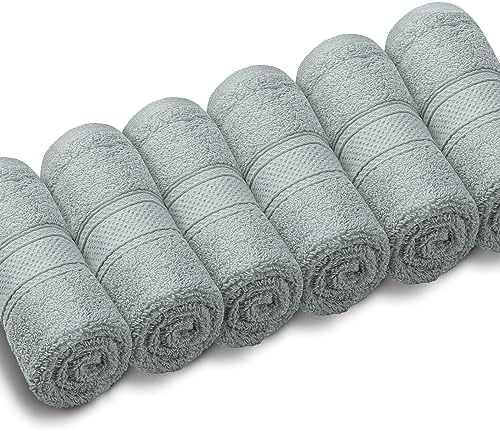 MoNiBloom 6-Piece 100 Cotton Hand Towels Gray