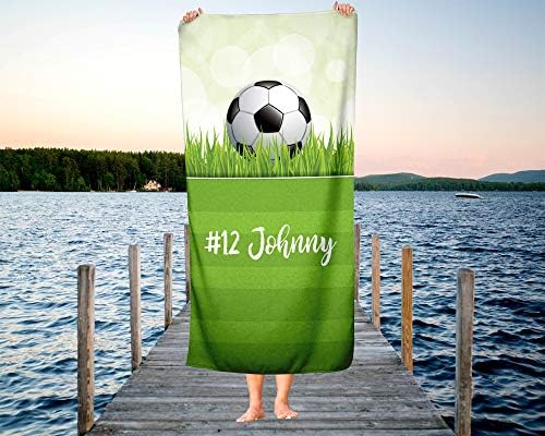 Personalized Soccer-Themed Travel Towels for Kids Red Beach Fun