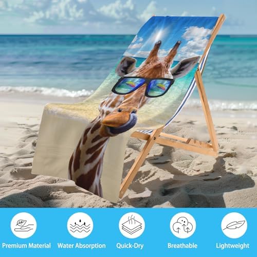 WZOMT Funny Giraffe Beach Towel Lightweight Microfiber Summer essential