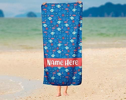 Personalized Corner Extra Large Ocean Fish Towel for Kids